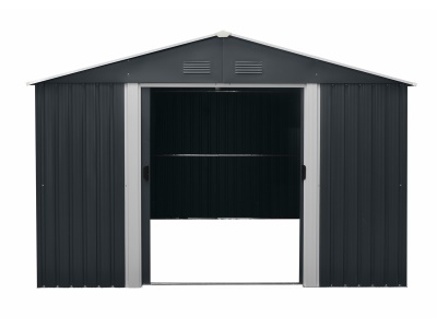 Riwall PRO RMSA 12x10 Anthracite - zahradní domek kovový 3 x 3,7 m se sedlovou střechou antracit
