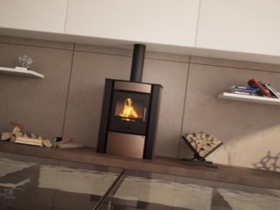 HS Flamingo Amos hnědá sametová - krbová kamna