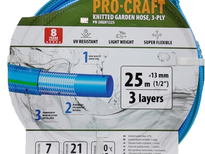 Modrá zahradní hadice Procraft PR-3KGH1325 3 vrstvy, 1/2" 25m