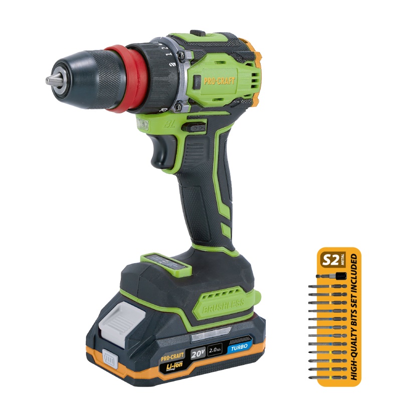 Aku šroubovák Procraft PA18ProDFR2 + sada bitů