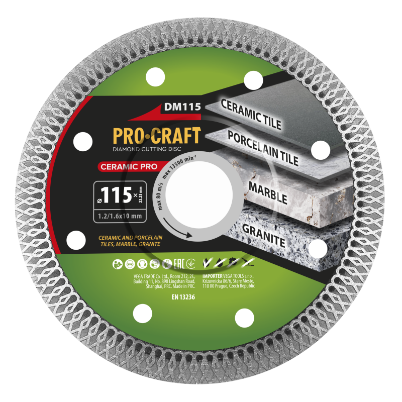 Diamantový řezný kotouč Ceramic PRO Procraft DM115