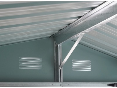 Riwall PRO RMSA 8x10 Brown - zahradní domek kovový 3 x 2,4 m se sedlovou střechou hnědý