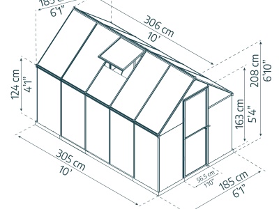 Palram - Canopia Multiline 6' x 10' - polykarbonátový skleník (305 x 185 cm)