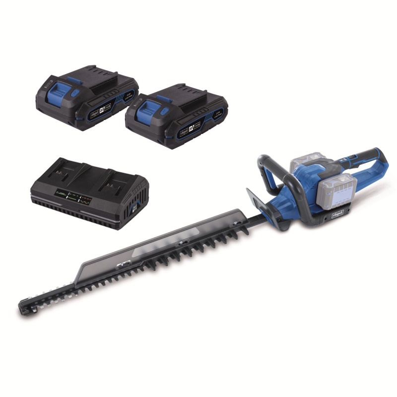 Scheppach BC-HT720-X-SET S2 - 2x20 V IXES aku plotostřih + 2x 2Ah baterie + duální nabíječka 2,4 A
