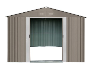 Riwall PRO RMSA 8x10 Brown - zahradní domek kovový 3 x 2,4 m se sedlovou střechou hnědý