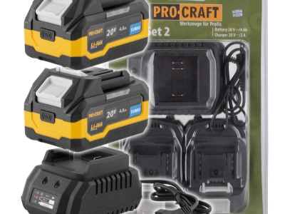 Sada baterie 20V 4Ah (2 ks) + 1 nabíječka Procraft PBC-Set 2