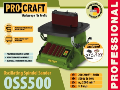 Vřetenová a pásová bruska Procraft OSS500