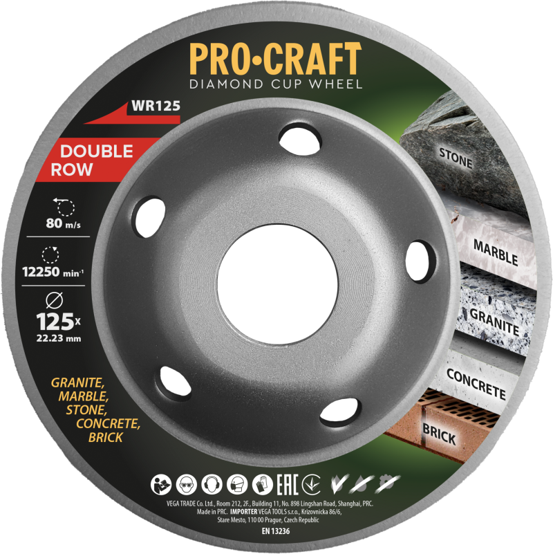 Diamantový brusný kotouč (hrncový) Procraft WR125 Double Row