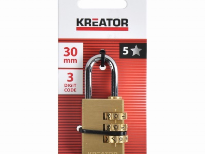 KRTH41208 - Visací zámek kombinační 30mm trojmístný kód