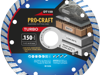 Diamantový řezný kotouč Turbo Procraft DT150