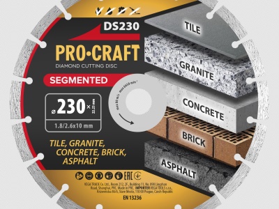 Diamantový řezný kotouč Segmented Procraft DS230