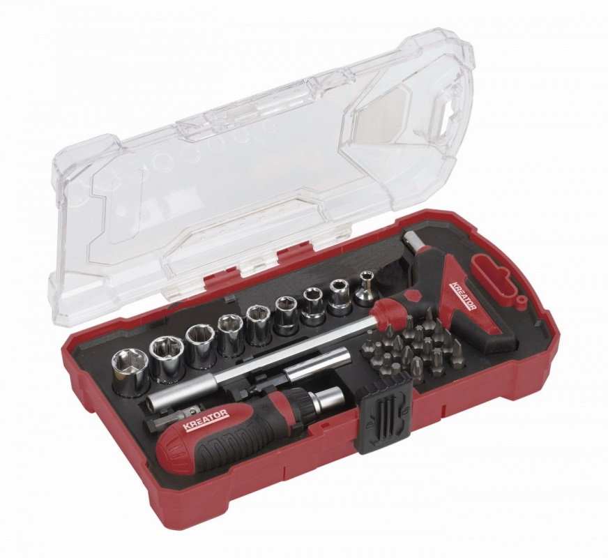 KRT400009 - Ráčnový set hlavic a bitů 28ks