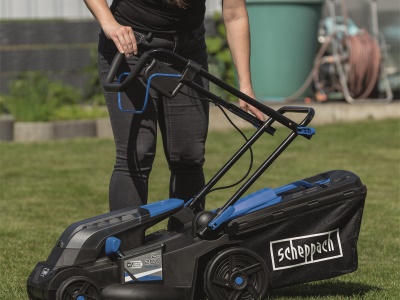 Scheppach BC-MP380-X-SET XL2 - 2x 20 V IXES aku sekačka 4v1 s bezuhlíkovým motorem + 2x 4Ah baterie +  nabíječka 4,5 A