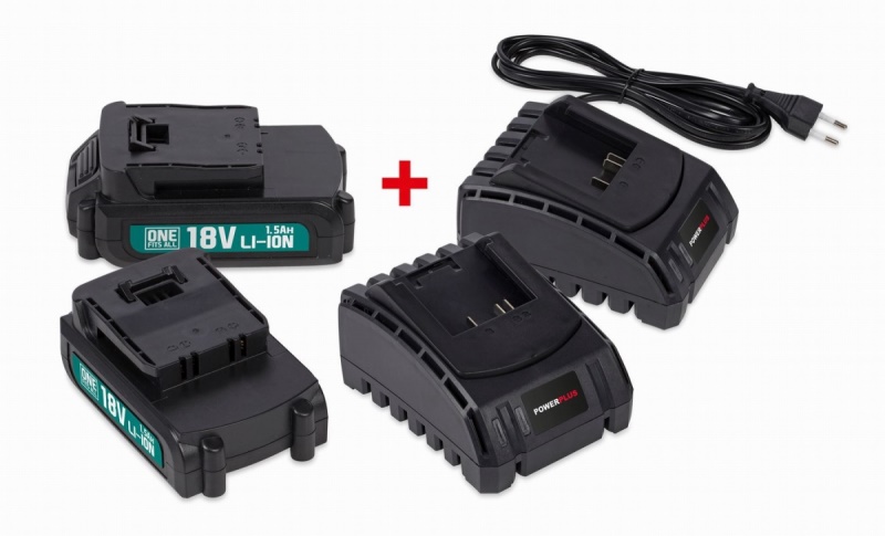 POWEB9090 - Sada 2x baterie 18V LI-ION 1.5Ah  plus  2x nabíječka