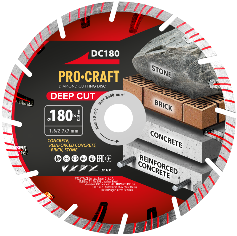 Diamantový řezný kotouč Deep Cut Procraft DC180
