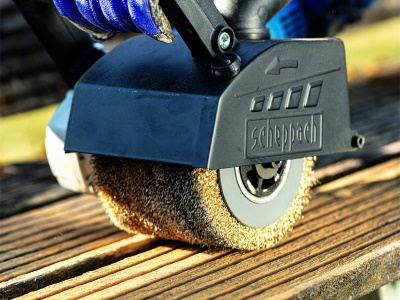 Scheppach MRS 1300 - kartáčová / renovační bruska + nylonový a smirkový kartáč K80