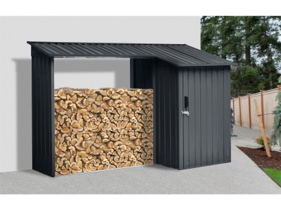 Riwall PRO RMWS 3x9 Anthracite - přístřešek na dřevo s kůlnou 2,7 x 1,6 m s pultovou střechou antracit