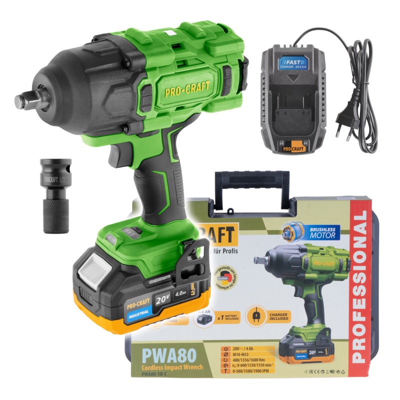 Aku rázový utahovák Procraft PWA80 1b