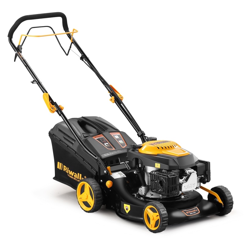 Riwall PRO RPM 4235 - Multifunkční travní sekačka 3 v 1 s benzinovým motorem a pojezdem