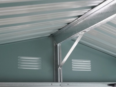 Riwall PRO RMSA 8x10 Brown - zahradní domek kovový 3 x 2,4 m se sedlovou střechou hnědý