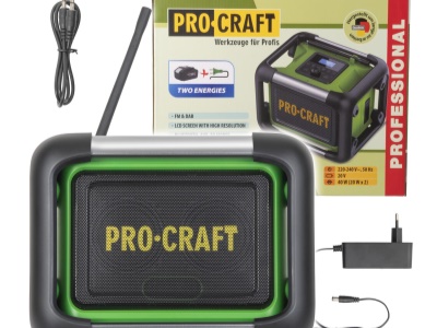 Aku / síťové rádio Procraft PJS20 DAB+, FM, Bluetooth 5.3, 80W (vč. 230V adaptéru, bez aku baterie a
