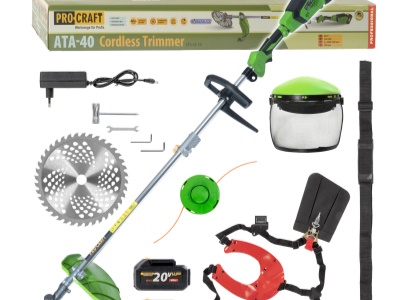 Aku křovinořez Procraft ATA-40 + dvouramenný popruh a ochranný štít