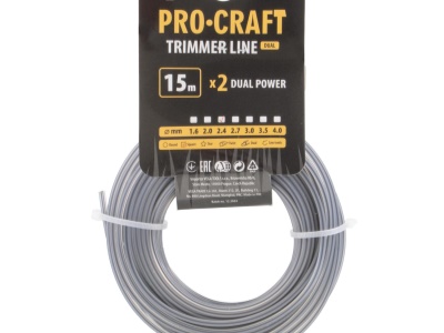 Struna žací (s výztuhou) (2.4mm) (15m) čtverec PROCRAFT KV/J-2.4/15