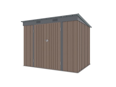 Riwall PRO RMSP 6x8 Brown - zahradní domek kovový 2,4 x 1,8 m s pultovou střechou hnědý