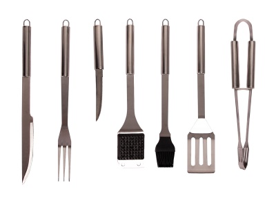 Riwall PRO RBBQ 7S SET - 7-dílná nerezová sada grilovacího nářadí v kufru
