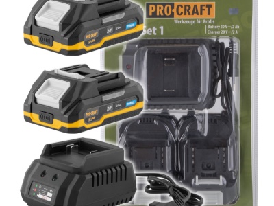 Sada baterie 20V 2Ah (2 ks) + 1 nabíječka Procraft PBC-Set 1