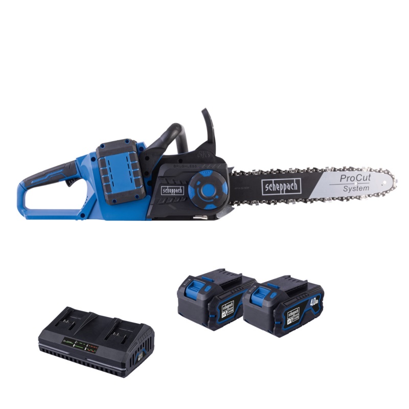 Scheppach BC-CS355DUO-X-SET XL2 - 2x20 V IXES aku řetězová pila + 2x 4Ah baterie + duální nabíječka 4,5 A