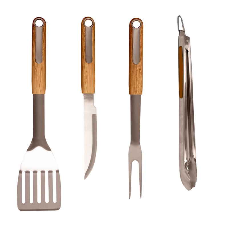 Riwall PRO RBBQ 4W SET - 4-dílná prémiová nerezová sada grilovacího nářadí
