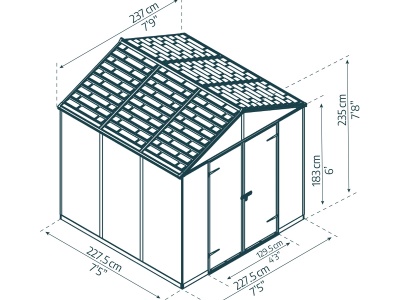 Palram - Canopia Rubicon 8' x 8' antracit - heavy duty prostorný zahradní domek