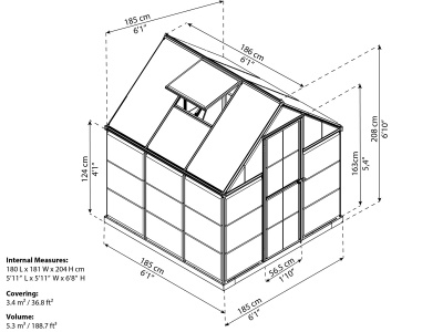 Palram - Canopia Hybrid 6' x 6' - polykarbonátový skleník (185 x 185 cm)