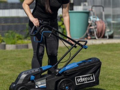 Scheppach BC-MP380-X-SET XL2 - 2x20 V IXES aku sekačka 4v1 s bezuhlíkovým motorem + 2x 4Ah baterie + duální nabíječka 4,5 A