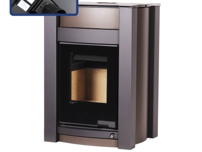 HS Flamingo KALMAR 11/5 hnědá ER - teplovodní krbová kamna s 5 kW výměníkem a el. regulací