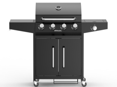 Riwall PRO RGG 41 - plynový gril 15 kW se čtyřmi hořáky a bočním vařičem