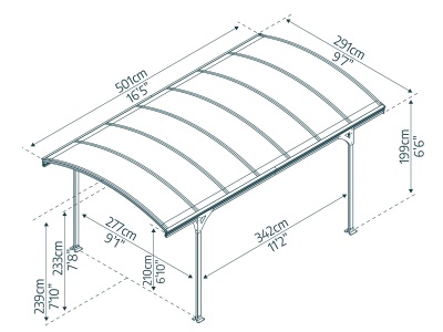 Palram - Canopia Vitoria 5000 - hliníkový přístřešek s obloukovou střechou