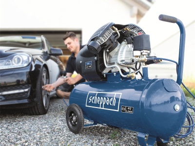 Scheppach HC 120 DC - olejový dvouválcový kompresor 10 bar se vzdušníkem 100 l