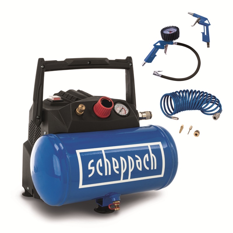 Scheppach HC 06 - kompaktní bezolejový kompresor 6 L / 8 bar