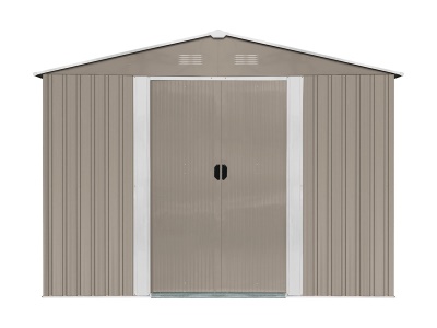 Riwall PRO RMSA 12x10 Brown - zahradní domek kovový 3 x 3,7 m se sedlovou střechou hnědý