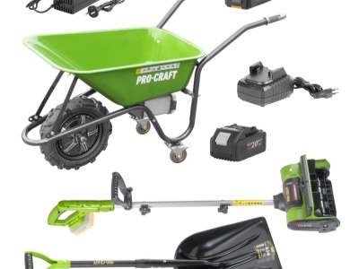 Aku kolečko Procraft PWB150 + aku sněhová fréza PSB20bb + lopata GPS-1150 + baterie a nabíječka