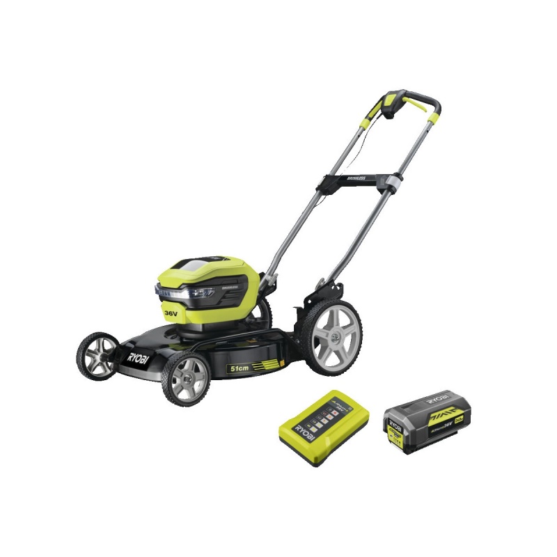 RYOBI RY36LMMX51A-140 - 36V bezuhlíková sekačka na trávu, záběr 51 cm, 1x 4,0 Ah akumulátor, nabíječka