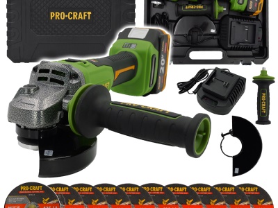Aku úhlová bruska Procraft PWA220 + 10x řezný kotouč CD125x1.0
