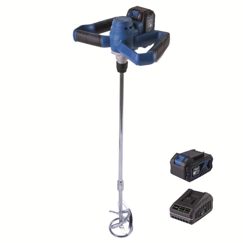 Scheppach BC-PMX100-X-SET L - 20 V IXES aku míchadlo stavebních materiálů + 4Ah baterie + nabíječka 2,4 A