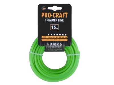 Struna žací  (3mm) (15m) čtverec PROCRAFT KV-3/15