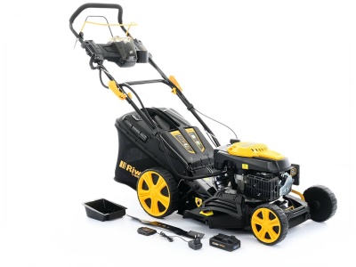 Riwall PRO RPM 4735 E - multifunkční travní sekačka 4 v 1 s benzinovým motorem, pojezdem a elektrostartem