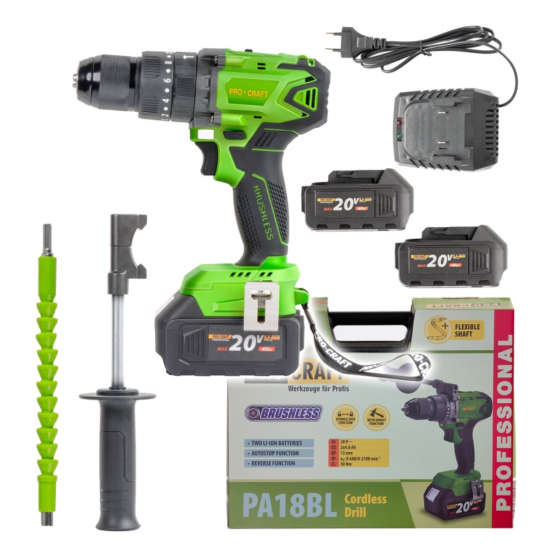 Aku vrtací šroubovák s příklepem Procraft PA18BL