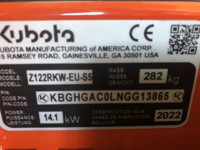 Traktorová sekačka Kubota Z122R