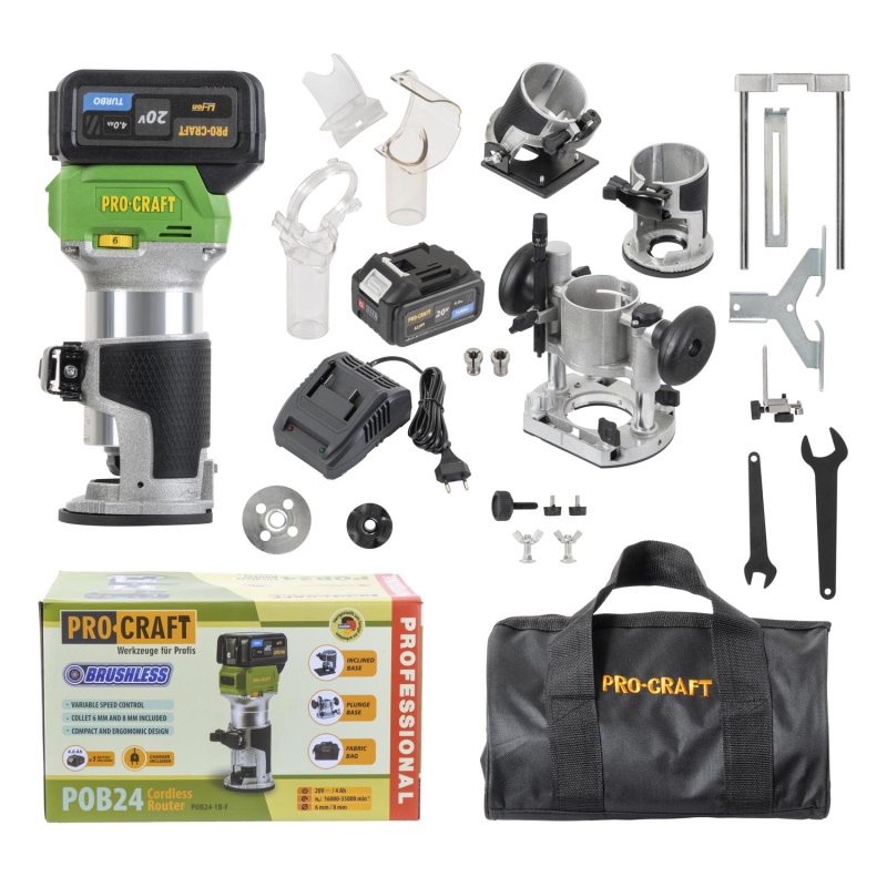 Frézka horní Procraft POB24-1b-f s příslušenstvím 3v1